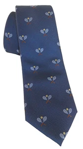 Tennis Racket Necktie Men's Tie Haggar Wimbledon Pickle Ball Sports BLUE - Picture 1 of 5
