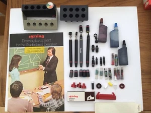 Vintage Rotring Technical Pens, Nibs , Brochure And Other Parts Job Lot - Picture 1 of 6