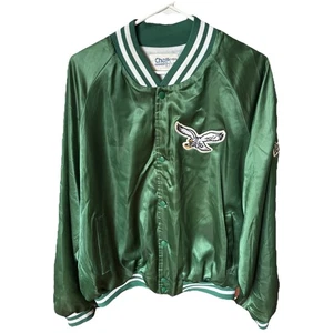 Vintage Chalk Line Philadelphia Eagles Team NFL Satin Bomber Jacket XL L USA - Picture 1 of 10