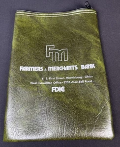 Vintage Farmers & Merchants Bank Miamisburg Ohio Vertical Zippered Money Pouch - Picture 1 of 8