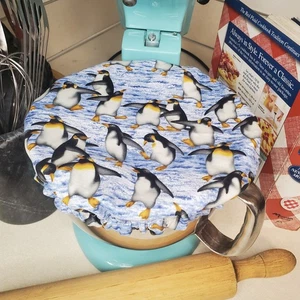 Snowy Penguin Party Reversible KitchenAid Mixer Mixing Bowl Cover Bread Baking - Picture 1 of 3