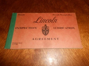1949 1950 1951 LINCOLN and COSMOPOLITAN LUBRICATION & INSPECTION BOOK / MANUAL - Picture 1 of 2