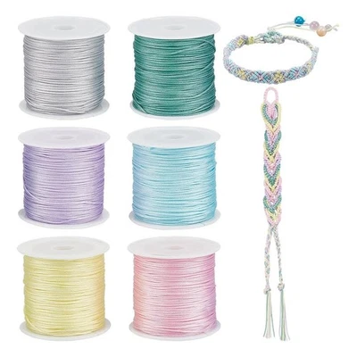 300 Yards 0.8mm Nylon Cord for Bracelets, 6 Colors Braided Thread Arm6908 - Image 1 of 4