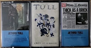 3 VTG JETHRO TULL Aqualung, Thick As A Brick, Crest Of A Knave Cassette Tape  - Picture 1 of 4