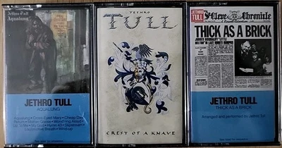 3 VTG JETHRO TULL Aqualung, Thick As A Brick, Crest Of A Knave Cassette Tape  - Image 1 of 4