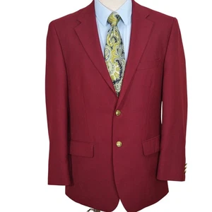 Stafford Essentials Blazer Men 40R Maroon Gold Buttons Executive Career Jacket - Picture 1 of 11