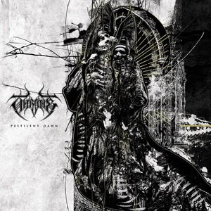 Throne Pestilent Dawn milky Clear W/ Black and Gold Splatter (Vinyl) (US IMPORT) - Bild 1 von 1