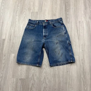 Vintage Tommy Hilfiger Jean Shorts Men's 34 Blue 12" Inseam Jorts Grunge Skater - Picture 1 of 10