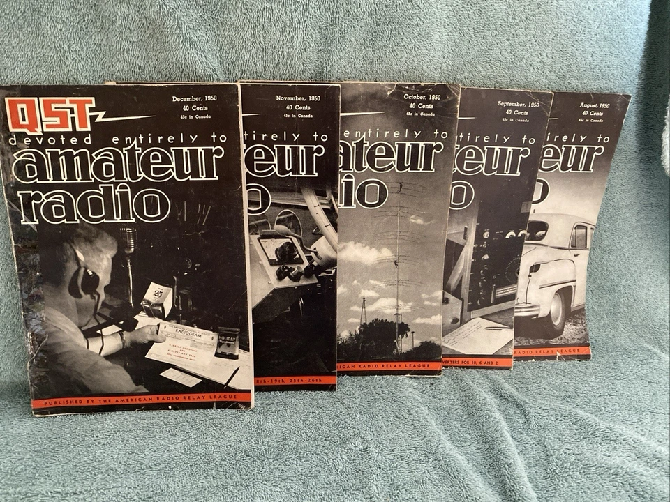 Five LOT QST AMATEUR RADIO MAGAZINES AUG SEP OCT NOV DEC 1950 Good - Image 1 of 1
