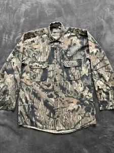 Vintage Mossy Oak Shirt Mens M Camo Long Sleeve Button Up Hunting Cotton USA - Picture 1 of 11