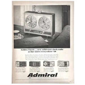 Admiral Golden Classic 1965 reloj de estado sólido radios anuncio impreso vintage - Imagen 1 de 1