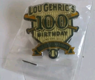 LOU GEHRIG- 2003 100th Birthday LAPEL PIN- ALS Association Brand New in wrapper - Image 1 of 3