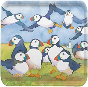 Emma Ball Playful Puffins Colourful Square Melamine Tray - 29cm - Picture 1 of 1