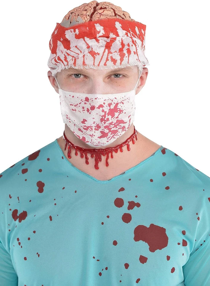 Bloody Surgeon Mask Doctor Nurse Fancy Dress Halloween Adult Costume Accessory - Image 1 of 1
