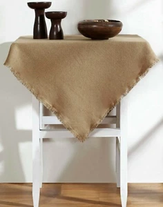 40" Rustic Primitive Country Kitchen Table Topper Natural Burlap Tablecloth - Picture 1 of 5