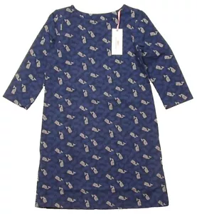 Vineyard Vines Girls Deep Bay Blue Polka Dot Whale Graphic Dress - Picture 1 of 3