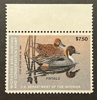 Travelstamps: US Duck Stamps 1983 $7.50 Pintails Scott # RW50 Mint MNH OG - Image 1 of 4