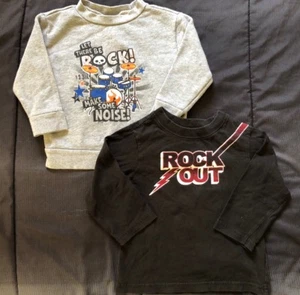 2pc Rocker Sweater And Long Sleeve T Shirt Black Grey Music Sz 18m 18 Months - Picture 1 of 5