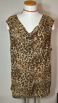 Laura Ashley 3X sequin Women's Top Animal Print Draped sleeveless blouse top - Image 1 of 4