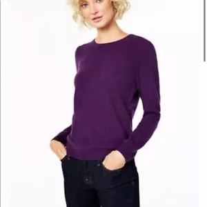 Charter Club Luxury Women’s Medium Crew Neck Long Sleeve Cashmere Sweater Purple - Picture 1 of 1