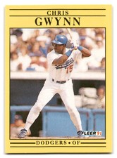Chris Gwynn 1991 Fleer #202 Los Angeles Dodgers BASEBALL