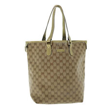 GUCCI GG Crystal Canvas Tote Bag Coated Canvas Beige Gold Tone Auth 51846