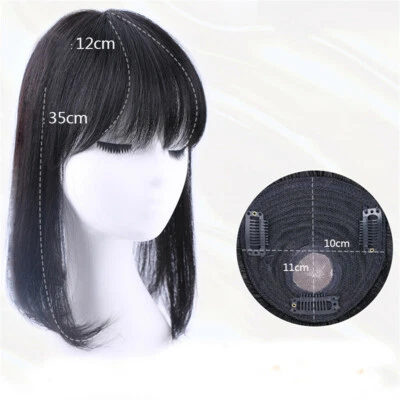 Topper de cabello humano 100 % real toupee clip para el cabello flequillo bob top cubierta gris Foto 1 de 4