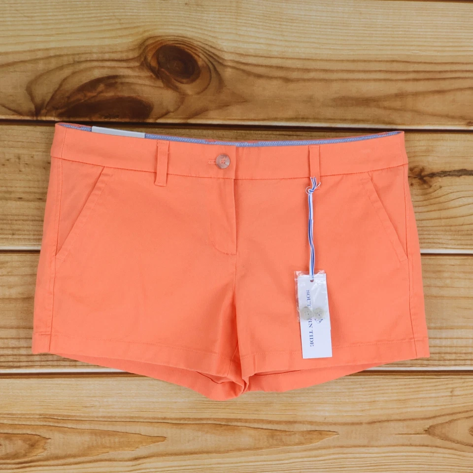 Pantalones Cortos Southern Tide Para Mujer 10 Naranja Brillante 3" Bolsillos Entrepierna Tiro Bajo Nuevos con Etiquetas $65 Foto 1 de 4