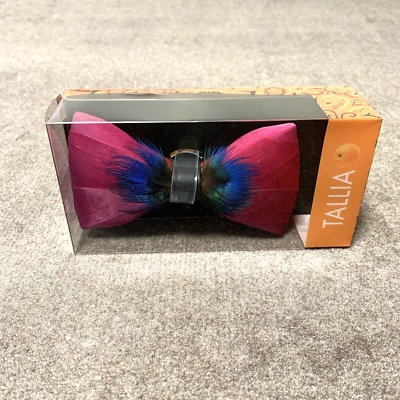 Pajarita Tallia para hombre pluma preatada rosa pavo real nueva con etiquetas Foto 1 de 4