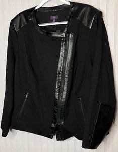 NYDJ Womens MOTO JACKET 2X Black Vegan Leather Designer Quality Zips NEW $198 - Picture 1 of 16