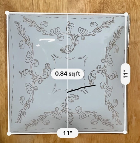 VINTAGE WHITE/CLEAR SWIRL FOLIAGE LIGHT FIXTURE COVER 11” X 11” Cover