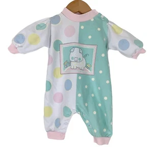 Vintage Baby Gr. 0-3 Monate Overall Bright Future Pastell Bauernhof Tier gepunktet - Bild 1 von 7