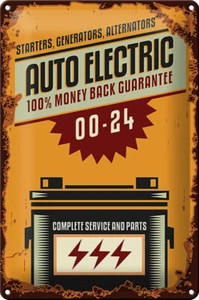 Blechschild Retro 20x30cm Auto Electric 00-24 service parts Deko Schild tin sign - Picture 1 of 5