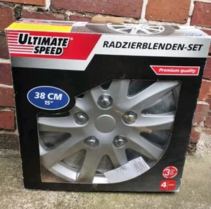 4x 15 Zoll Universalradkappe Radkappe Radzierblenden-Set silber Radkappen - Bild 1 von 4
