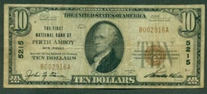 $10.00 Nuevo Caja, Primer Nuevo Caja Perth Amboy, Nueva Jersey, 1929, fr. #1801-1, F+ - Imagen 1 de 2