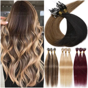 300 Strands Micro NaNo Ring Loop I Tip 100% Remy Human Hair Extensions Bead 1G/S - Picture 1 of 60