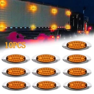 10pcs 18 LED Truck Side Marker Light Oval Trailer Taillights Chrome for Car Boat - Picture 1 of 14