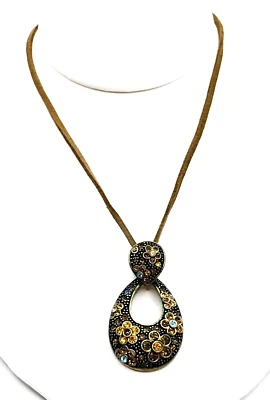 Lia Sophia Azalea Yellow/Blue/Brown/Gold Cut Crystals Pendant Necklace - Image 1 of 4