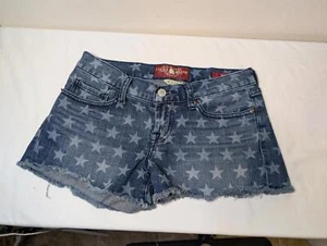 EUC Women's Size 0/25 Lucky Brand Riley Star Print Denim Shorts - Picture 1 of 5