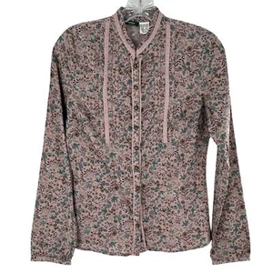 La Redoute Pink Floral Cotton Calico Victorian Prairie Blouse Size 4 Top - Picture 1 of 5