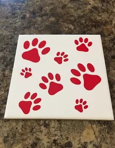 Paw Prints Perro Gato Animal Bebida K9 posavasadas, parte inferior de corcho de vidrio de cerámica - Imagen 1 de 6
