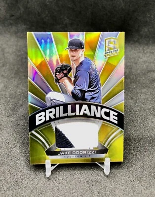 2021 Spectra Jake Odorizzi BRILLIANCE /10 GAME USED JERSEY PATCH GOLD PRIZM SSP! - Image 1 of 4