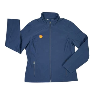 Shell Oil Jacket Womens Large L Navy Blue Full Zip Soft Shell Winter Wind Proof - Picture 1 of 11