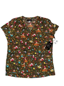 Koi Basics Scrub Top Women’s LG Leslie Cozy Pooches Green Nursing Medical - Picture 1 of 7