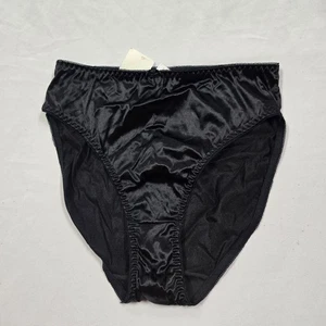 Vintage Fashion Bug Glossy Satin Feel size 9 black Nylon Bikini Panty NEW - Picture 1 of 5