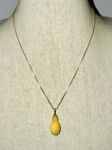 Collana catena argento sterling ciondolo ananas celluloide vintage crema 925 - Foto 1 di 5