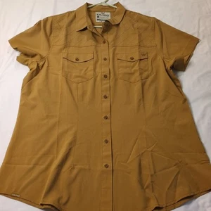 King Ranch Mustard Snap Western Work Performance Shirt XLg Short Sleeve Woman - Picture 1 of 9