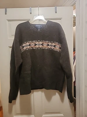 Suéter De Colección American Eagle 100% Lana Shetland Talla XXL Verde Fair Isle Esquí Cuello en V Foto 1 de 3