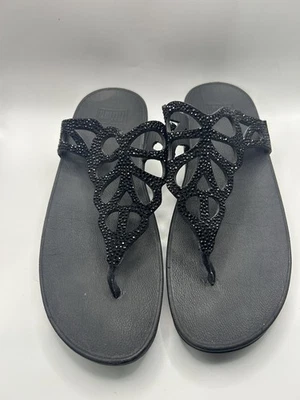 Sandalias Fitflop BUMBLE CRYSTAL TOE POST Negras Talla 11 Foto 1 de 4