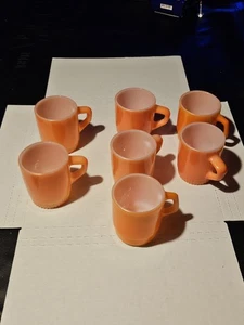 Fire King Anchor Hocking Oven Proof Orange Red Milk Glass Mug Cup D Handle Lot 7 - Picture 1 of 6